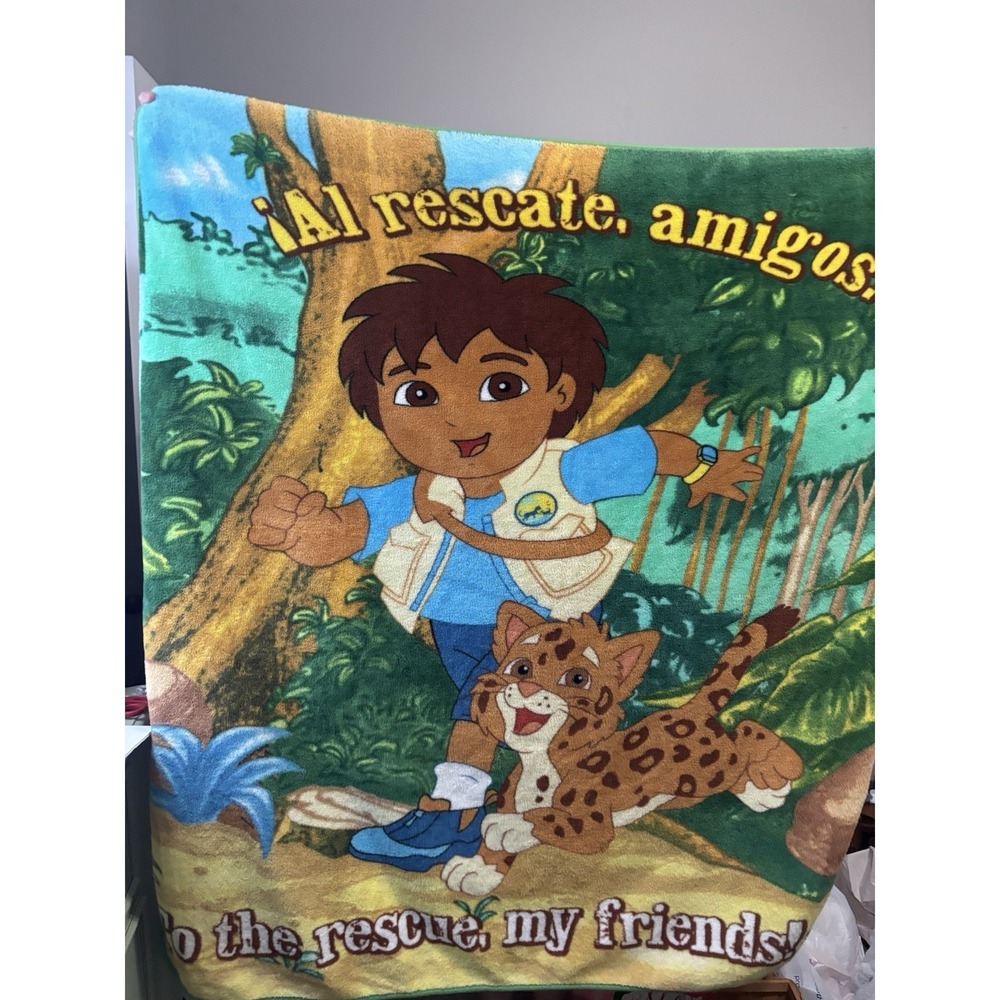 Vintage Nickelodeon Go Diego Go Blanket To‎ The Rescue Nick Jr 2006 50x52